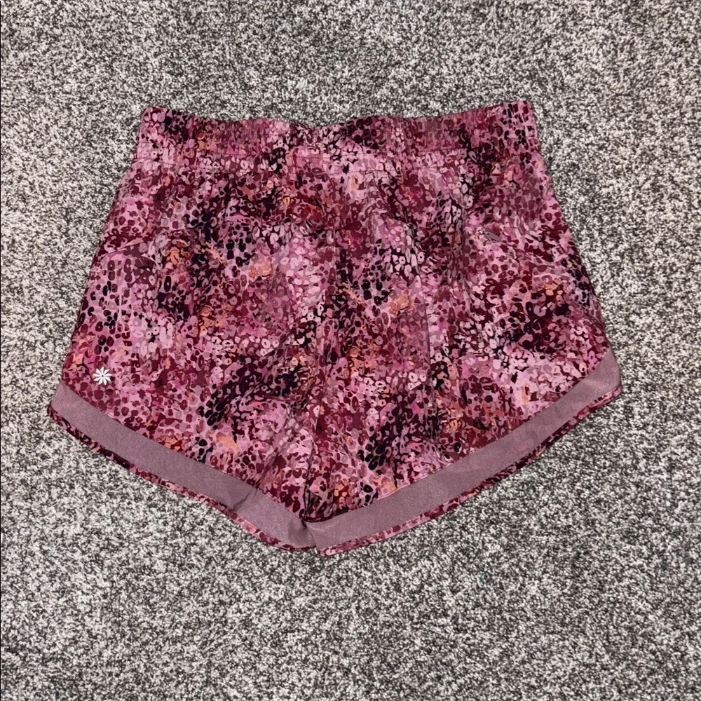 Athleta Mesh Racer Run Mid Rise 4” Short Pink Combo
